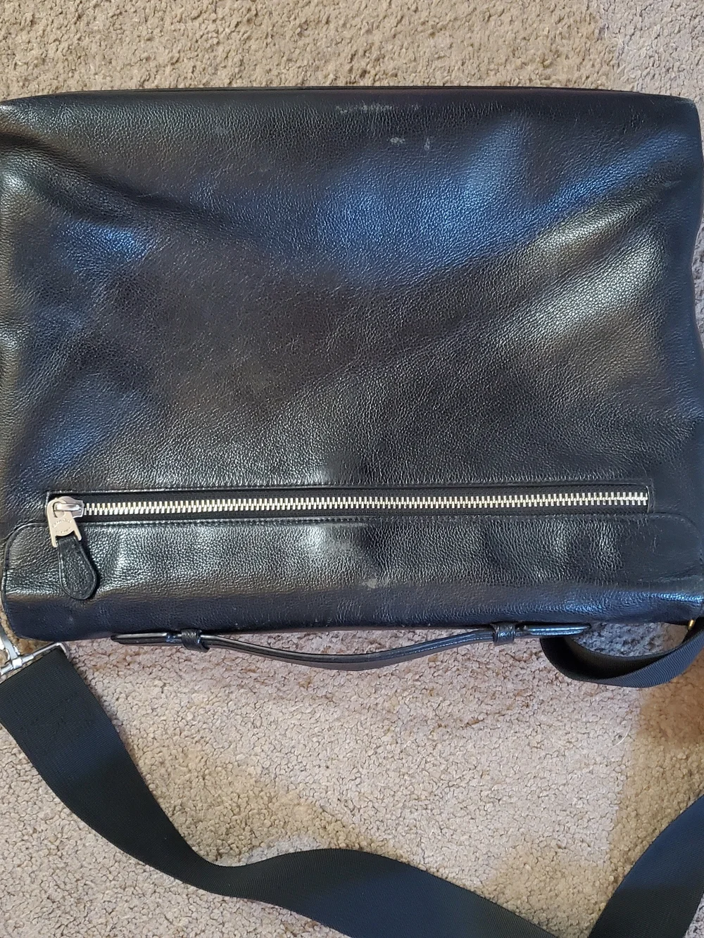 Coach Black Leather Crossbody Messenger with Silver Hardware